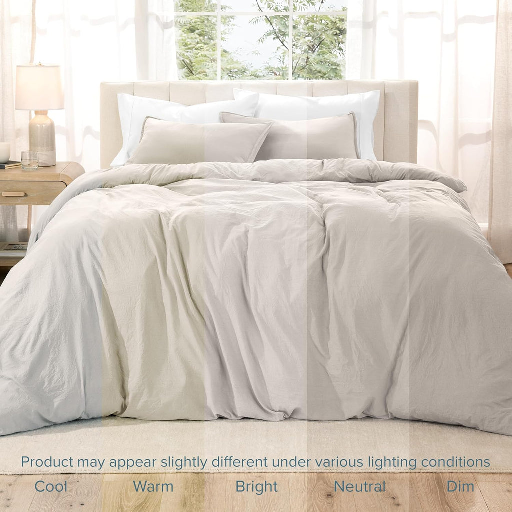Washed Duvet Cover Set 1800 Ultra-Soft (Twin/Twin XL, Fog) | Linen-Like Look, Easy Care, Breathable Fabric, Our Softest Duvet Cover Set, 1800 Ultra-Soft