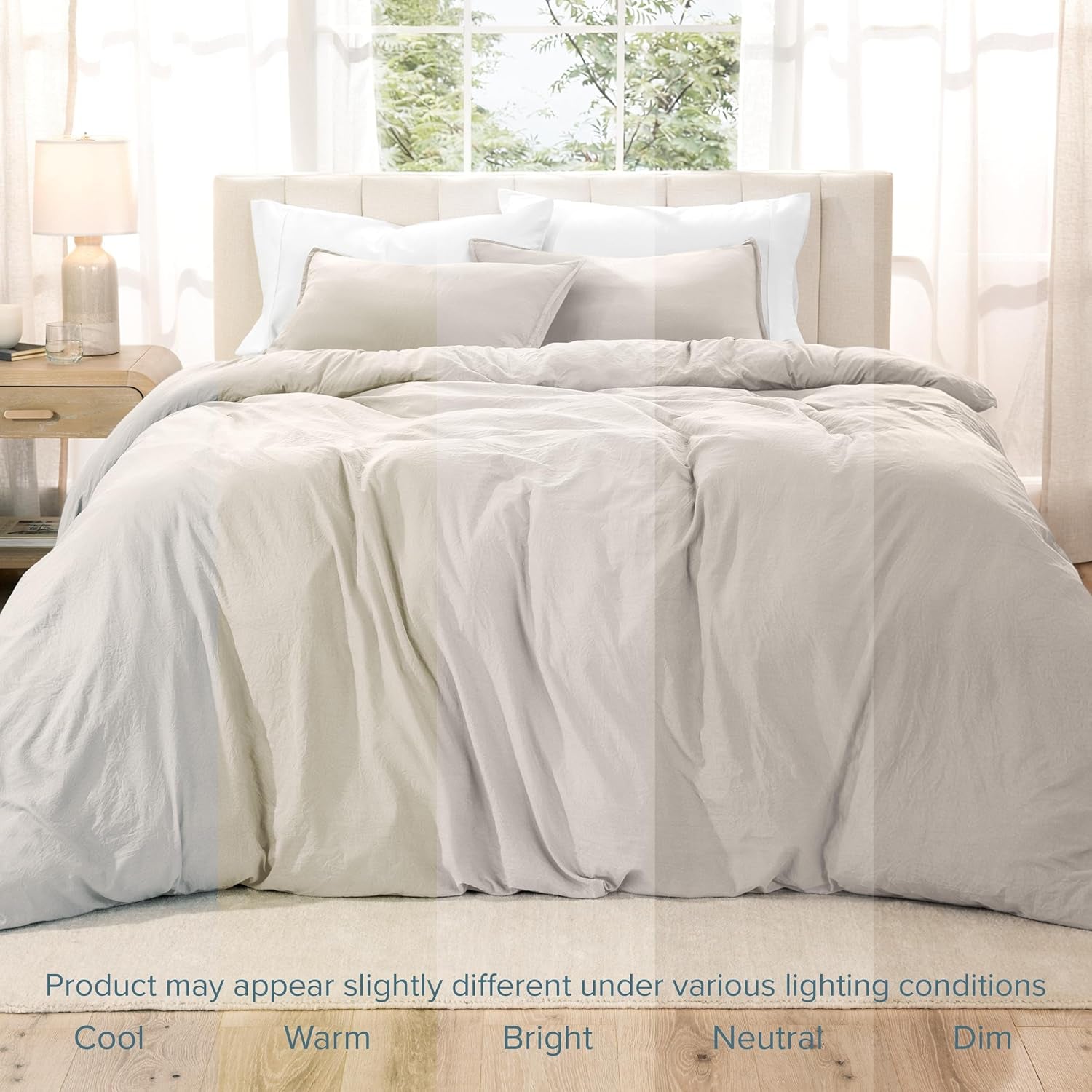 Washed Duvet Cover Set 1800 Ultra-Soft (Twin/Twin XL, Fog) | Linen-Like Look, Easy Care, Breathable Fabric, Our Softest Duvet Cover Set, 1800 Ultra-Soft