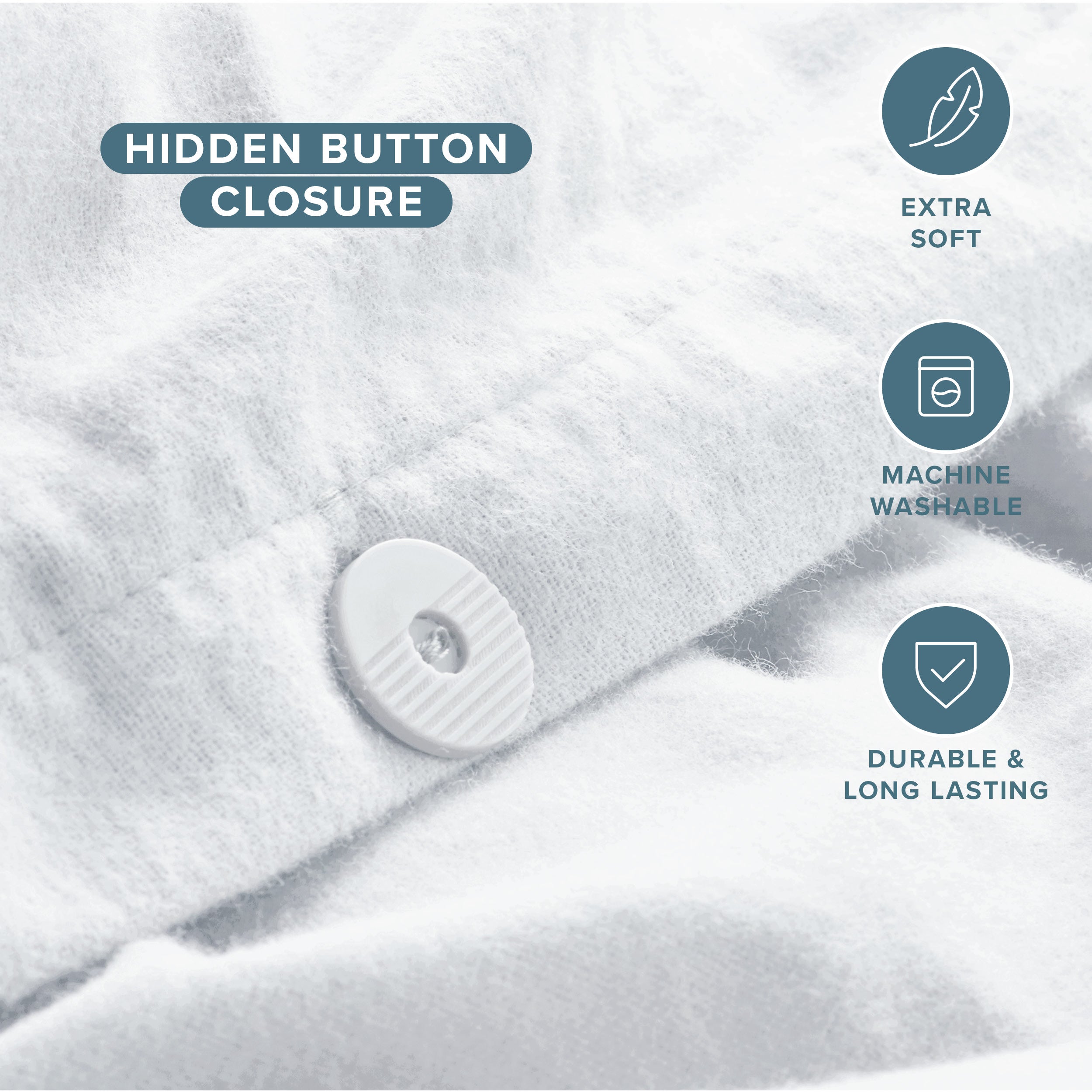 Flannel Duvet Cover Set - 100% Flannel Cotton - Double Brushed - Queen, White