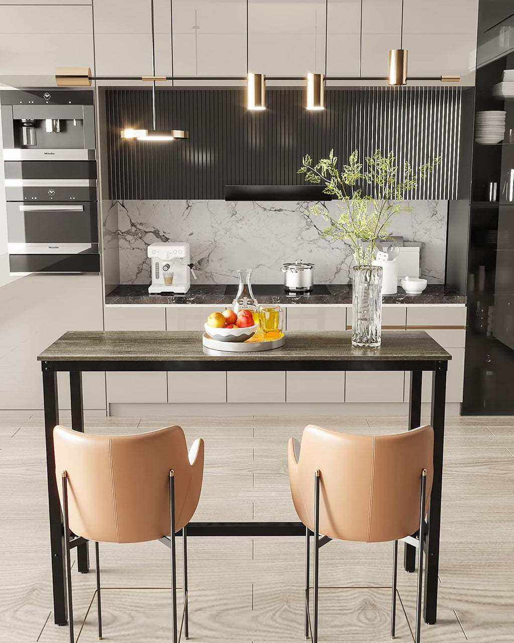 Bar Table, Bar Height Pub Table, High Top Cocktail Table for Kitchen Dining | 47.24" Rectangular Bar High Table for Kitchen Nook, Home Bar, Living Room, Bistro, Pub, Party, Sturdy Metal Frame