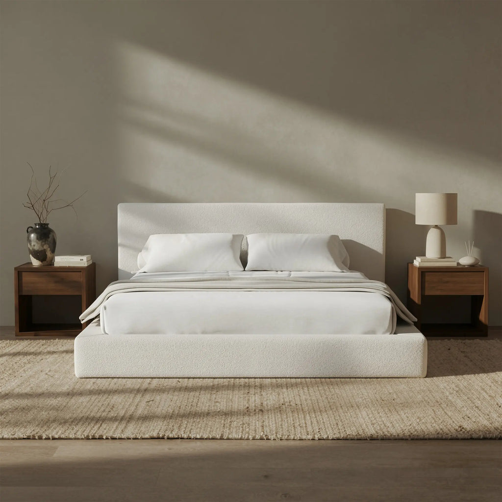 RECCI Airframe Upholstered Modern Low Profile Platform Bed Frame - Full Size, No Headboard Option, 5-In High-Resiliency Foam Upholstery, Sturdy Steel Bedframe, No Box Spring Needed, Easy Assembly, Apartment Furniture,Dorm Essentials,Home Decor