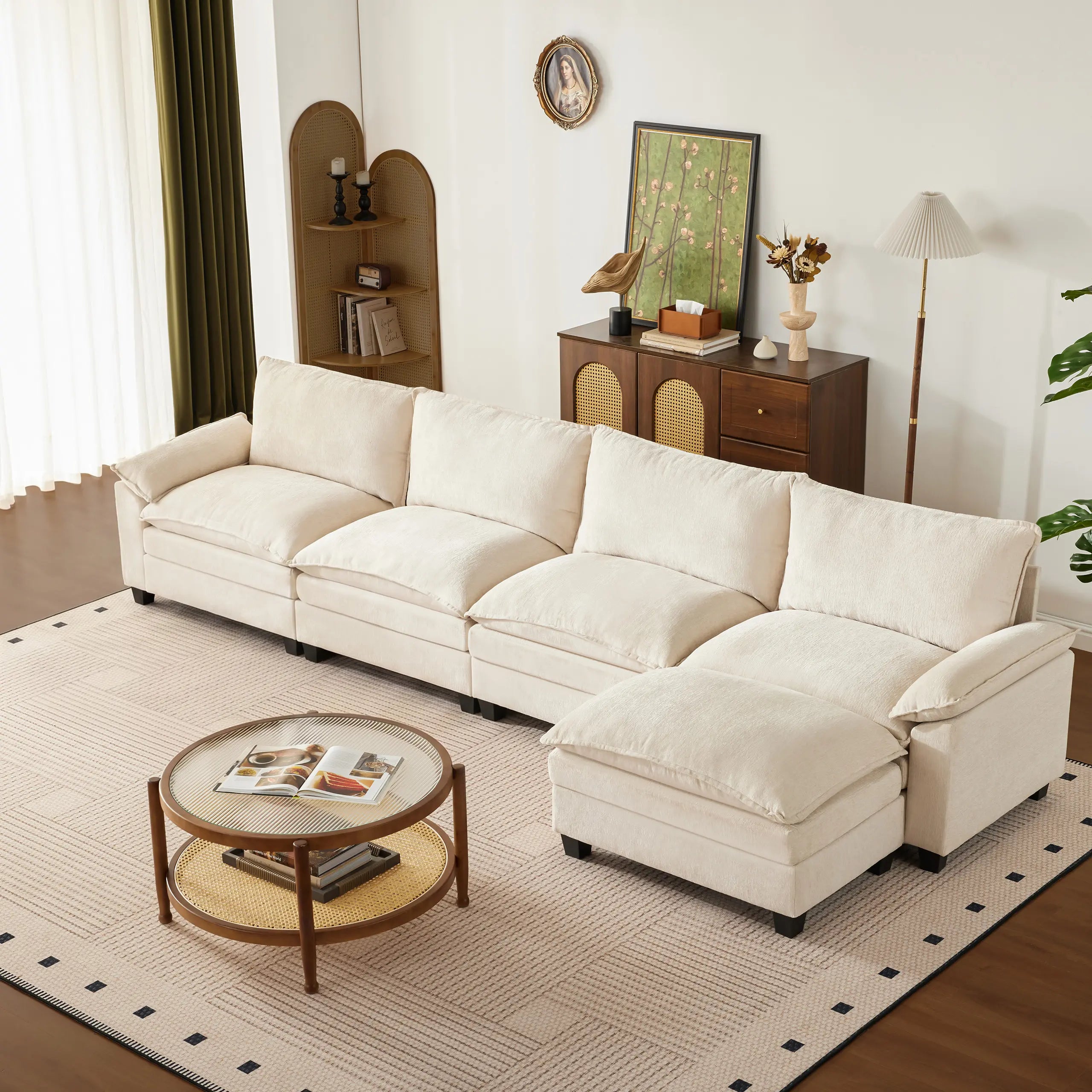 【2-3 Packages】115-149 Inch Modular Couch Sectionals with Ottoman, Big Comfy Cloud Couches, L/U Shaped 4-6 Seat Modular Sectional Sofa, Modern Cloud Sectional Couches for Living Room, Deep Seat Sofa