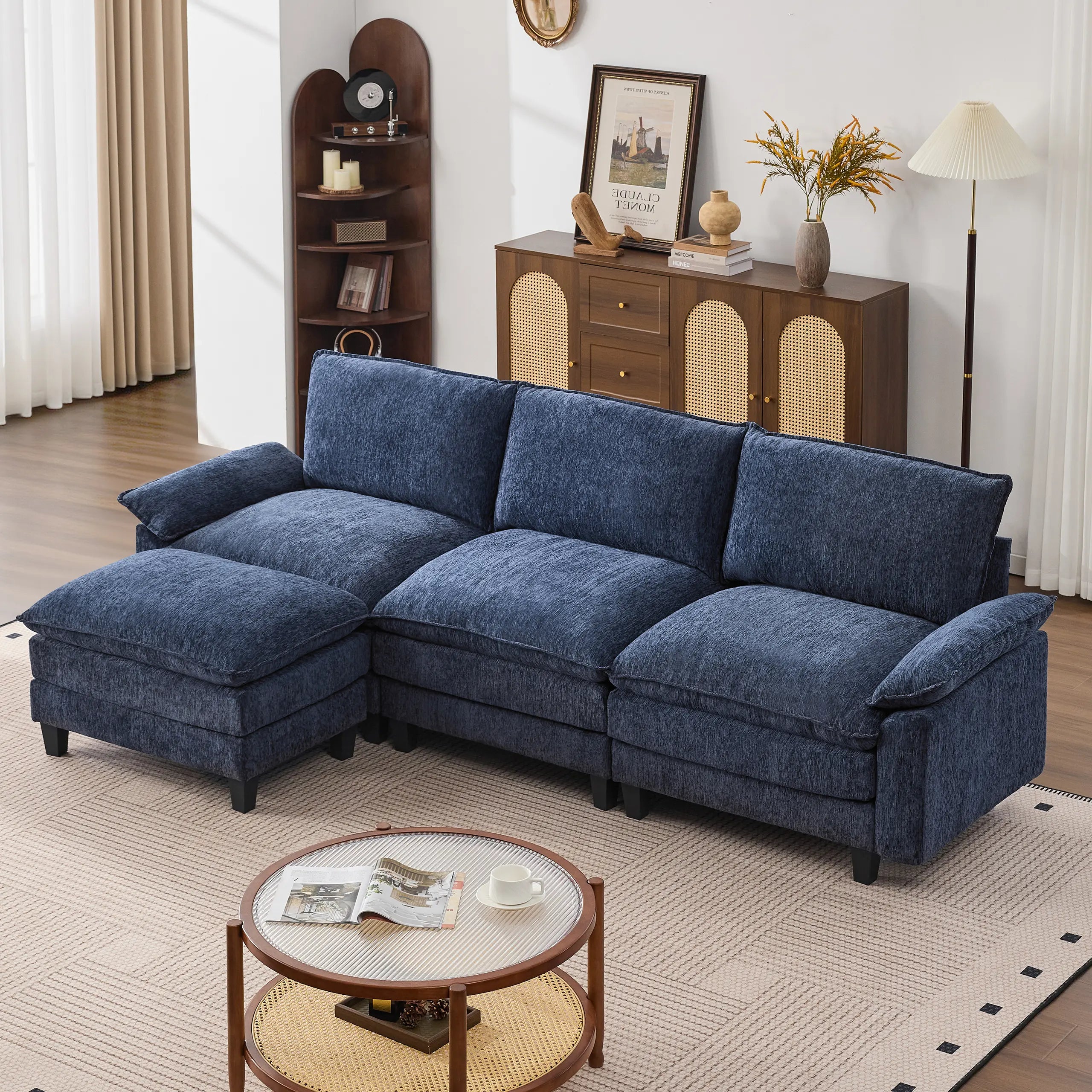 【2-3 Packages】115-149 Inch Modular Couch Sectionals with Ottoman, Big Comfy Cloud Couches, L/U Shaped 4-6 Seat Modular Sectional Sofa, Modern Cloud Sectional Couches for Living Room, Deep Seat Sofa