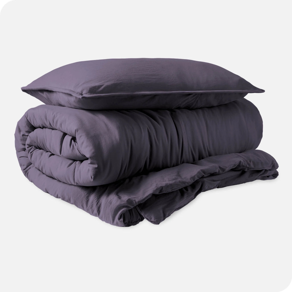 Sandwash Microfiber Duvet Cover & Sham Set, Twin/Twin XL, Dusty Purple, 2-Pieces