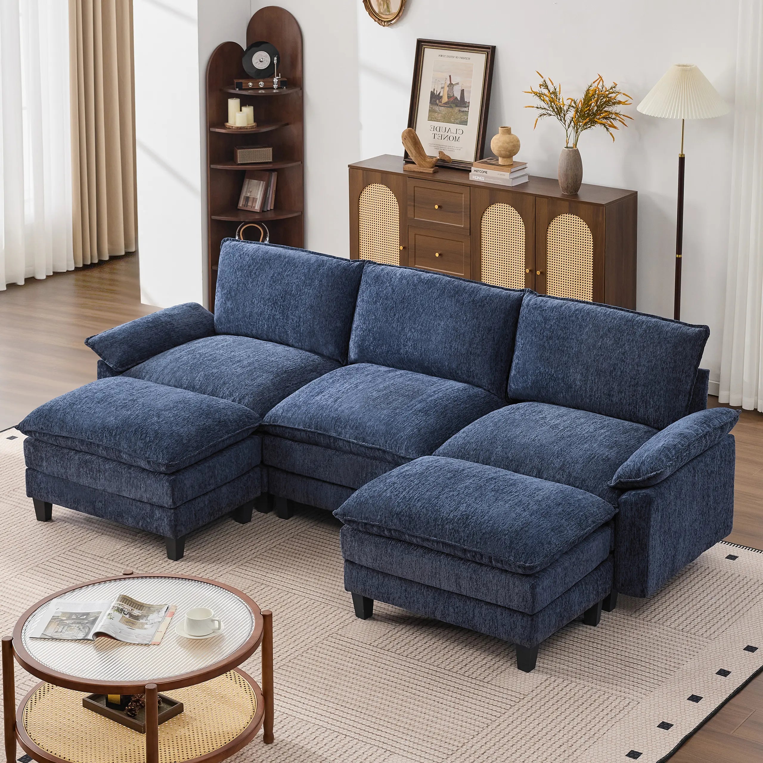 【2-3 Packages】115-149 Inch Modular Couch Sectionals with Ottoman, Big Comfy Cloud Couches, L/U Shaped 4-6 Seat Modular Sectional Sofa, Modern Cloud Sectional Couches for Living Room, Deep Seat Sofa