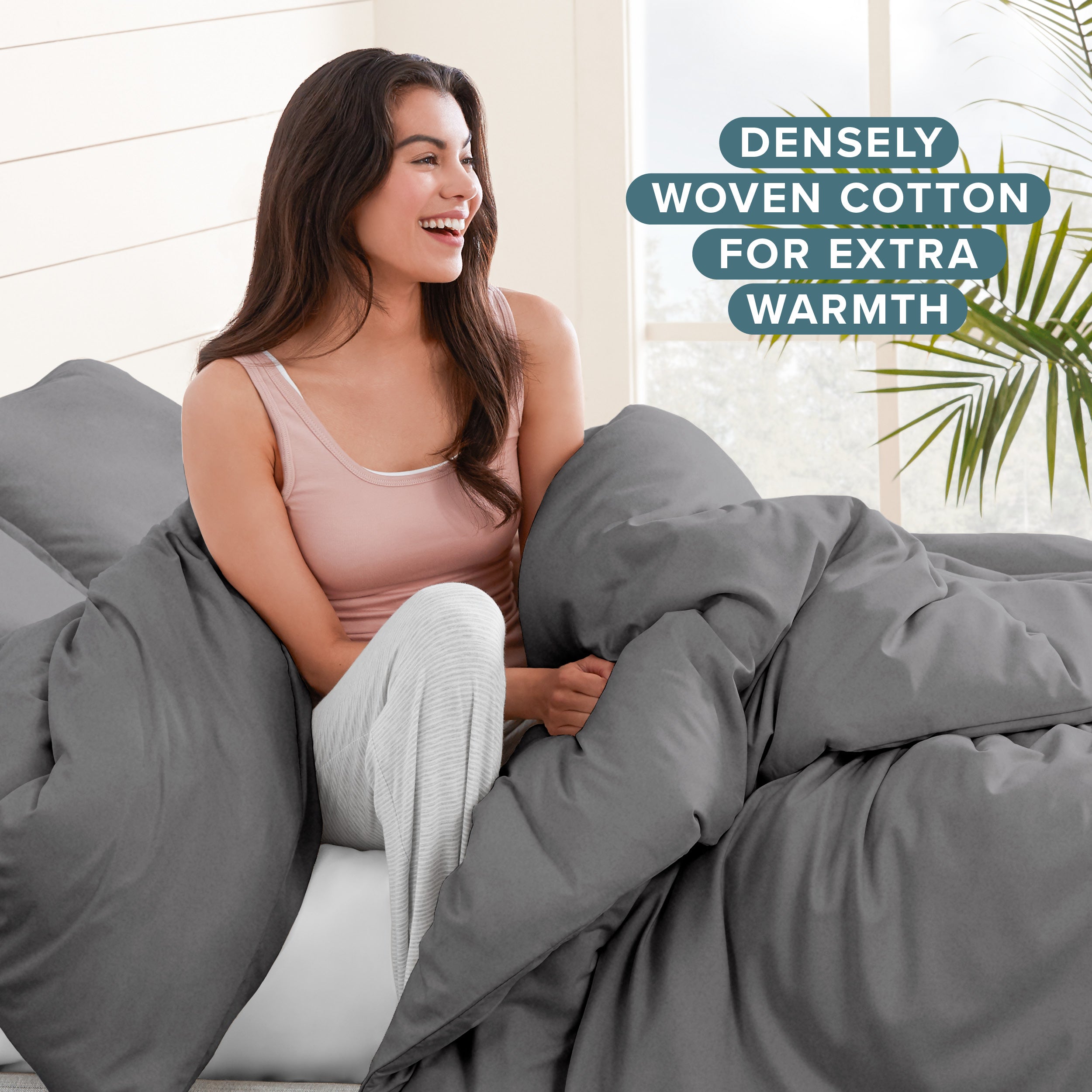 Flannel Duvet Cover Set - 100% Flannel Cotton - Double Brushed - Queen, Gray