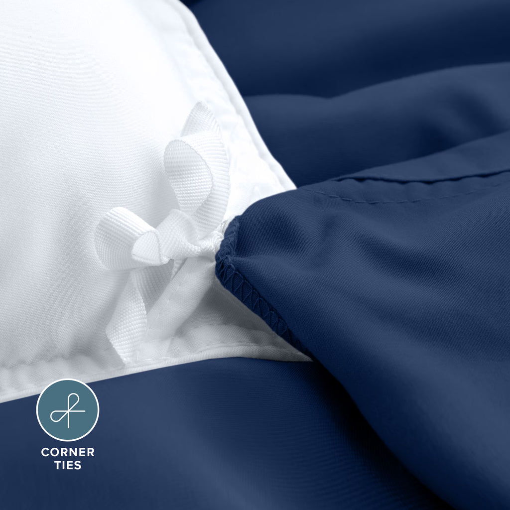 Luxury Duvet Cover and Sham Set - Premium 1800 Collection - Ultra-Soft - Oversized King, Dark Blue, 3-Pieces