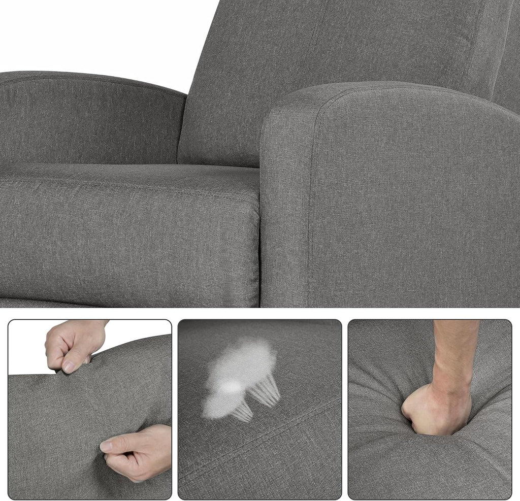 Yaheetech Fabric Recliner Chair Set of 2, Upholstered Reclining Sofa Chair with Pocket Springs for Living Room, Home Theater Seating with Thicker Seat Cushion, Gray