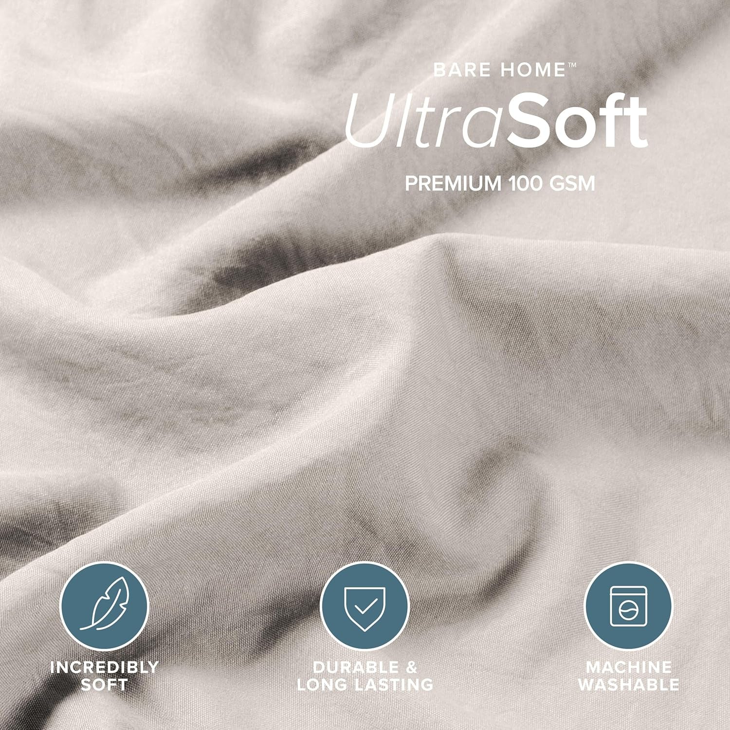 Washed Duvet Cover Set 1800 Ultra-Soft (Twin/Twin XL, Fog) | Linen-Like Look, Easy Care, Breathable Fabric, Our Softest Duvet Cover Set, 1800 Ultra-Soft