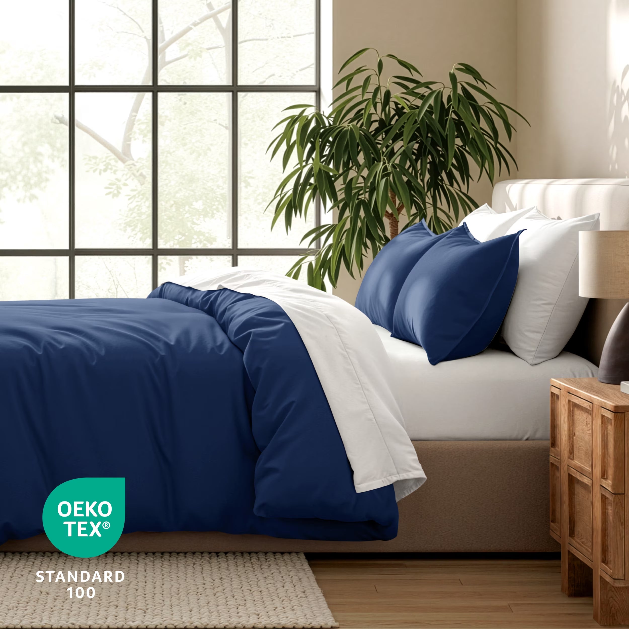 Luxury Duvet Cover and Sham Set - Premium 1800 Collection - Ultra-Soft - Oversized King, Dark Blue, 3-Pieces