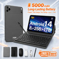 Portable Android 14 Tablet Bundle for Travel & Remote Work, 10.1" 2K Display, 8GB+256GB Storage, Wifi & SIM Supported with Keyboard, Mouse & Stylus