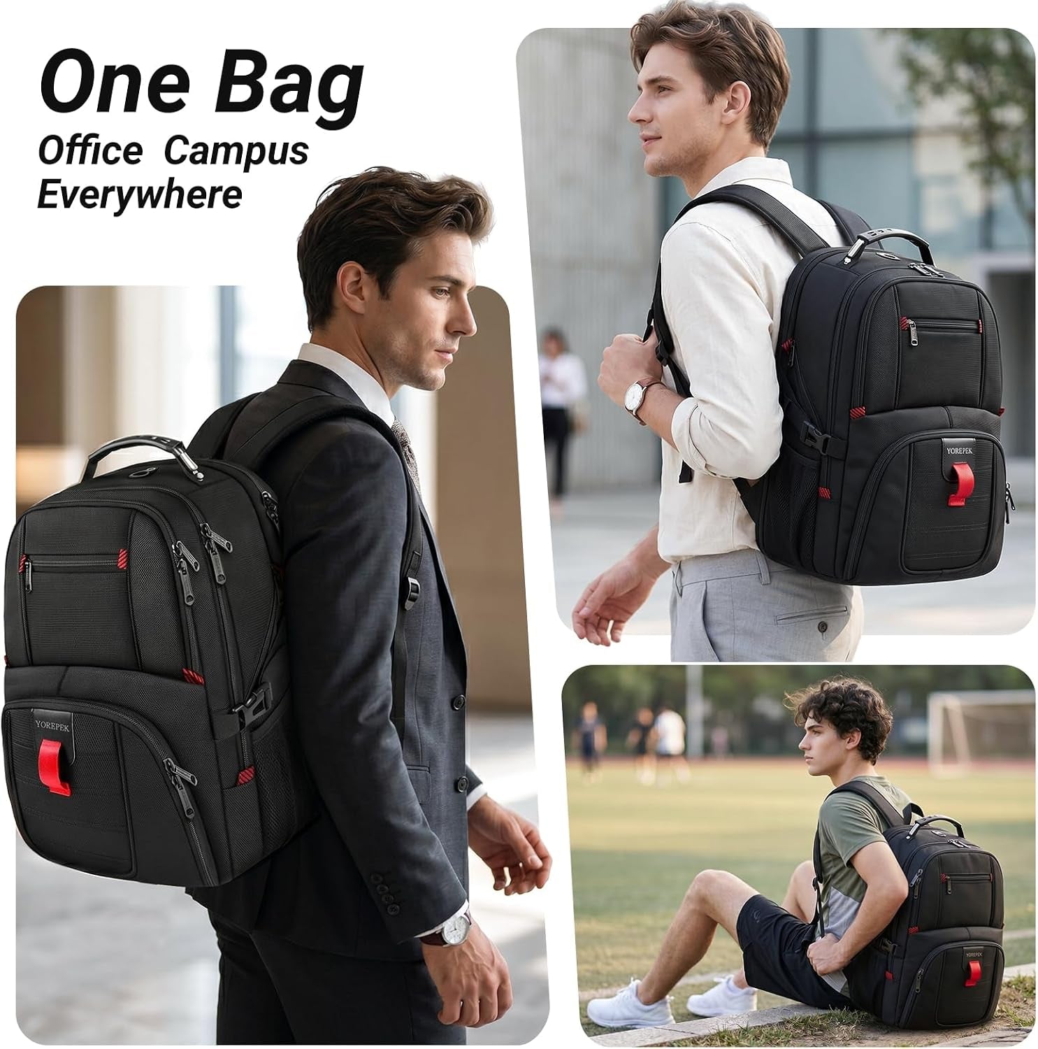 Large Laptop Backpack for Men, Heavy Duty Travel Backpack | Carry on Flight Approved, 17 Inch College Work Bookbag, Water Resistant Business Backpack for Men Women Mochilas Para Hombres