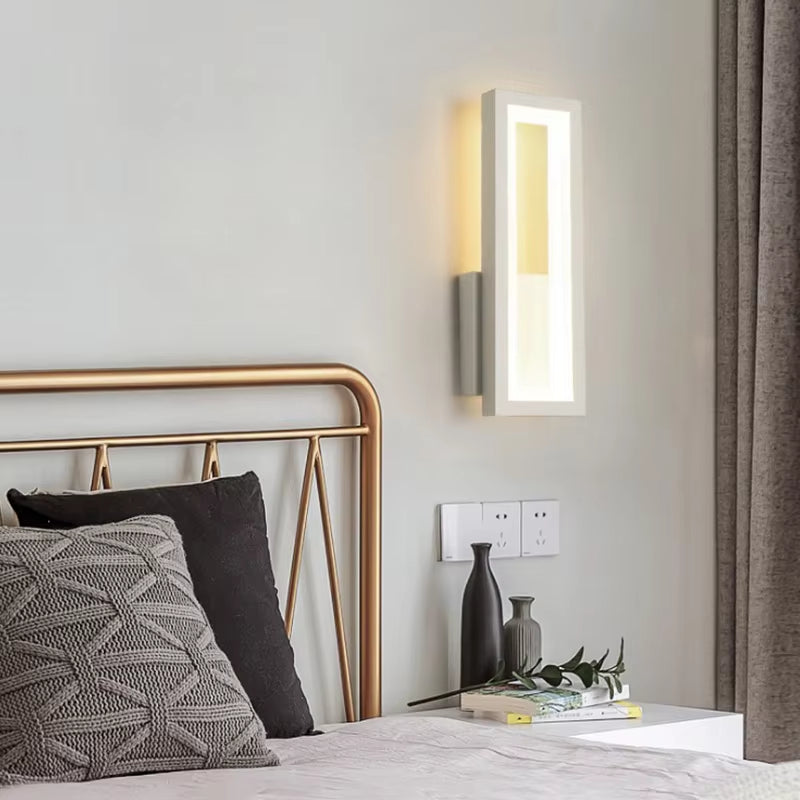 Modern Minimalist Wall Lamps Home Decor Living Room Bedroom Bedside 16W Ac96V-260V Led Sconce Black White Light Aisle Decoration