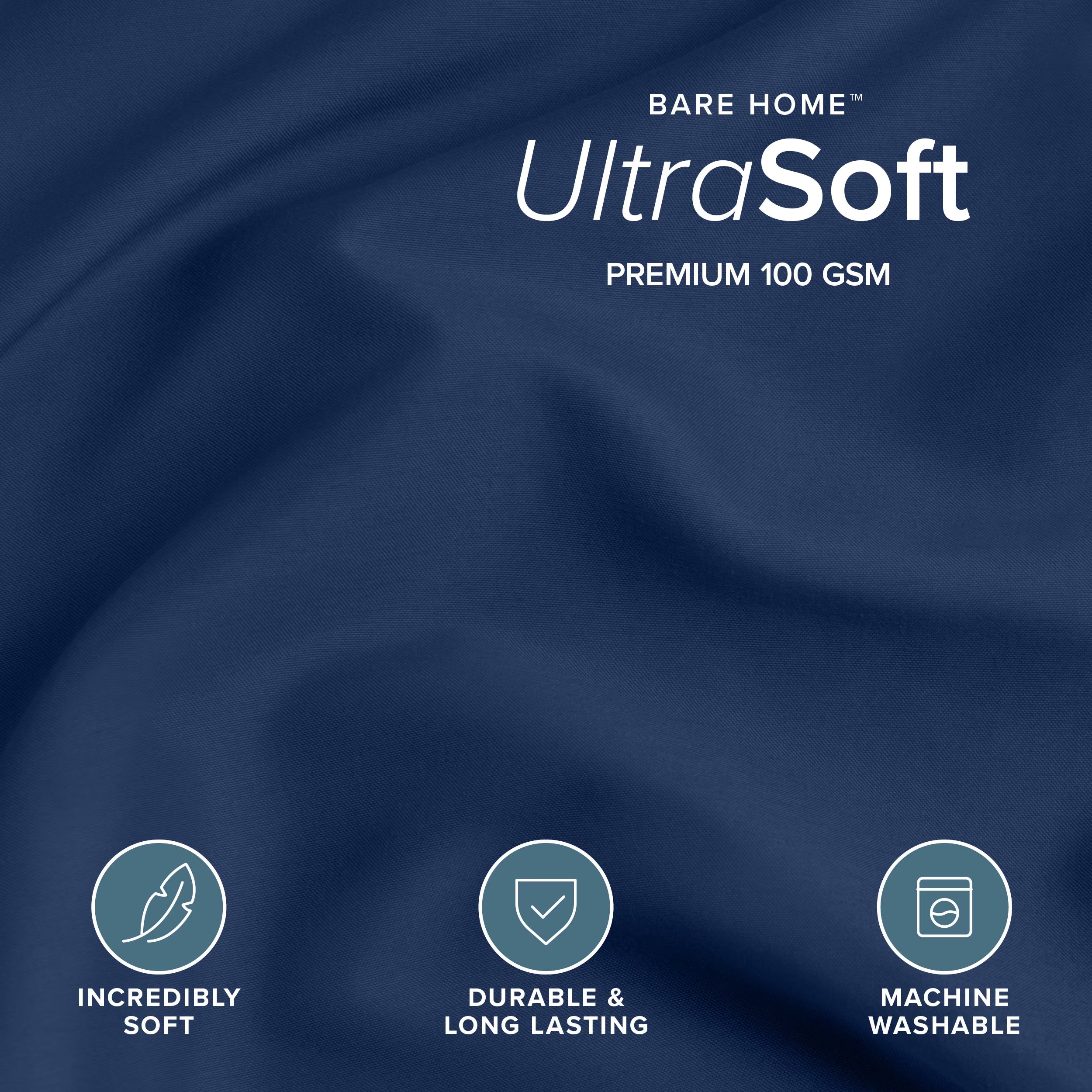 Luxury Duvet Cover and Sham Set - Premium 1800 Collection - Ultra-Soft - Oversized King, Dark Blue, 3-Pieces