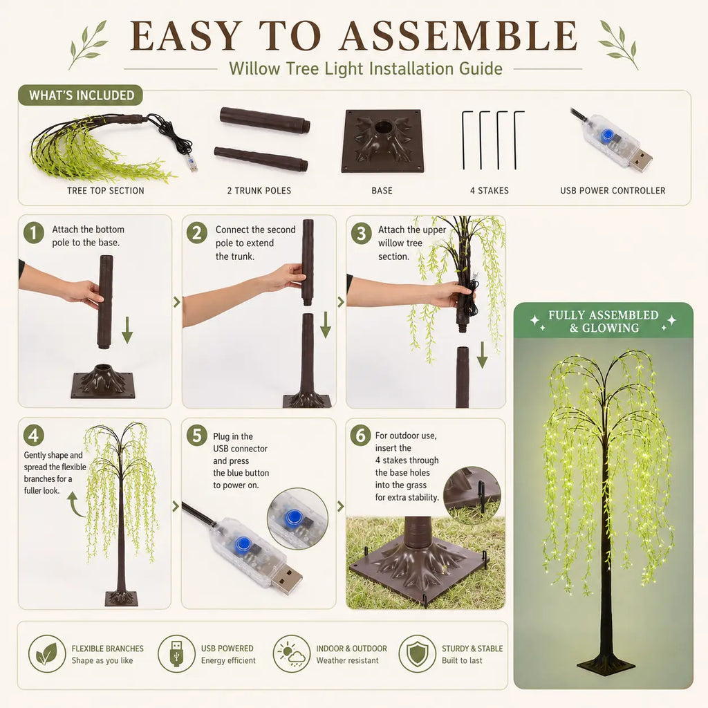 3.9-Foot/4.9-Foot/5.9-Foot LED Light-Up Artificial Weeping Willow Floor Lamp, Usb-Powered LED Willow Tree, Perfect for All-Season Parties, Birthdays, Living Rooms, Independence Day, and Spring/Summer Decor