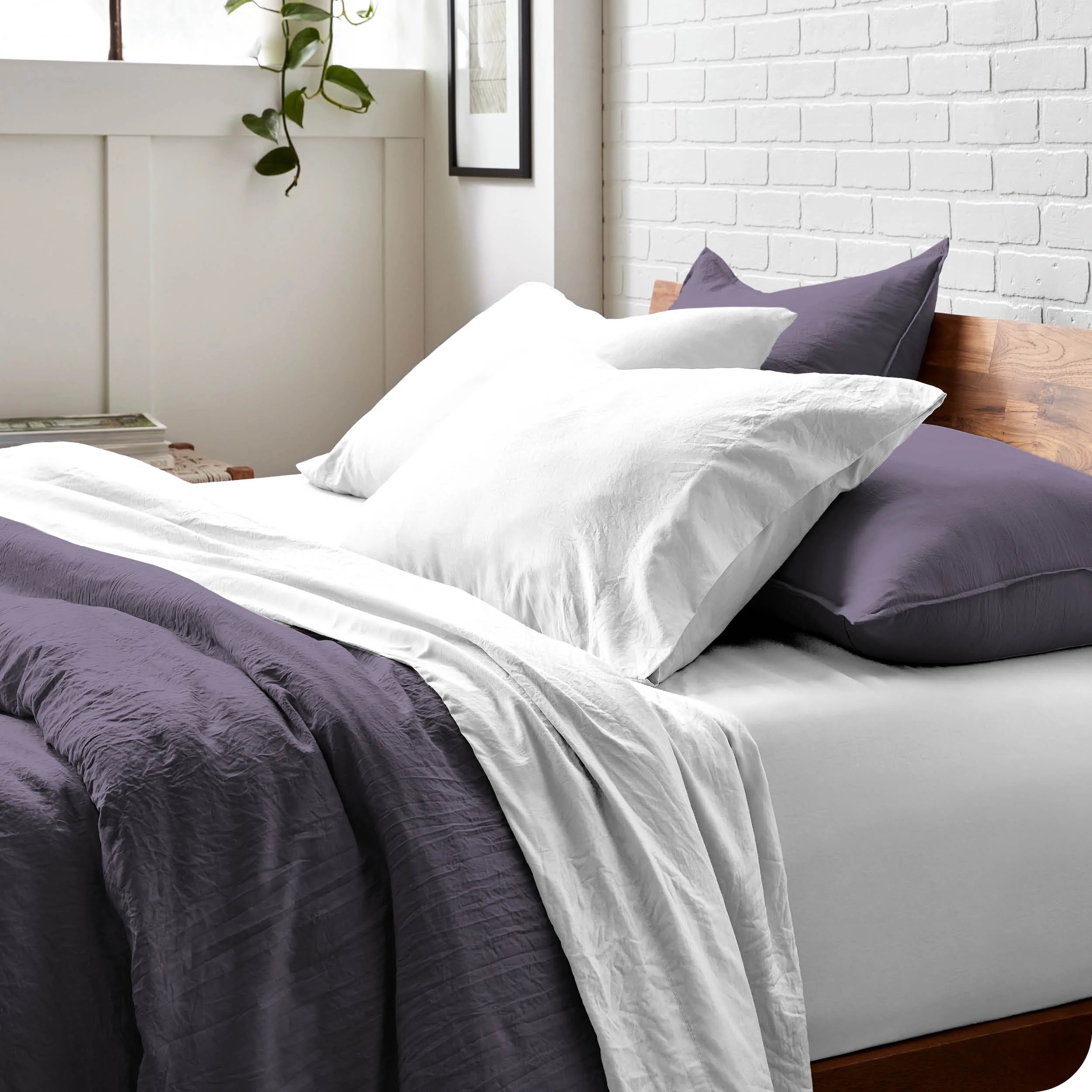 Sandwash Microfiber Duvet Cover & Sham Set, Twin/Twin XL, Dusty Purple, 2-Pieces