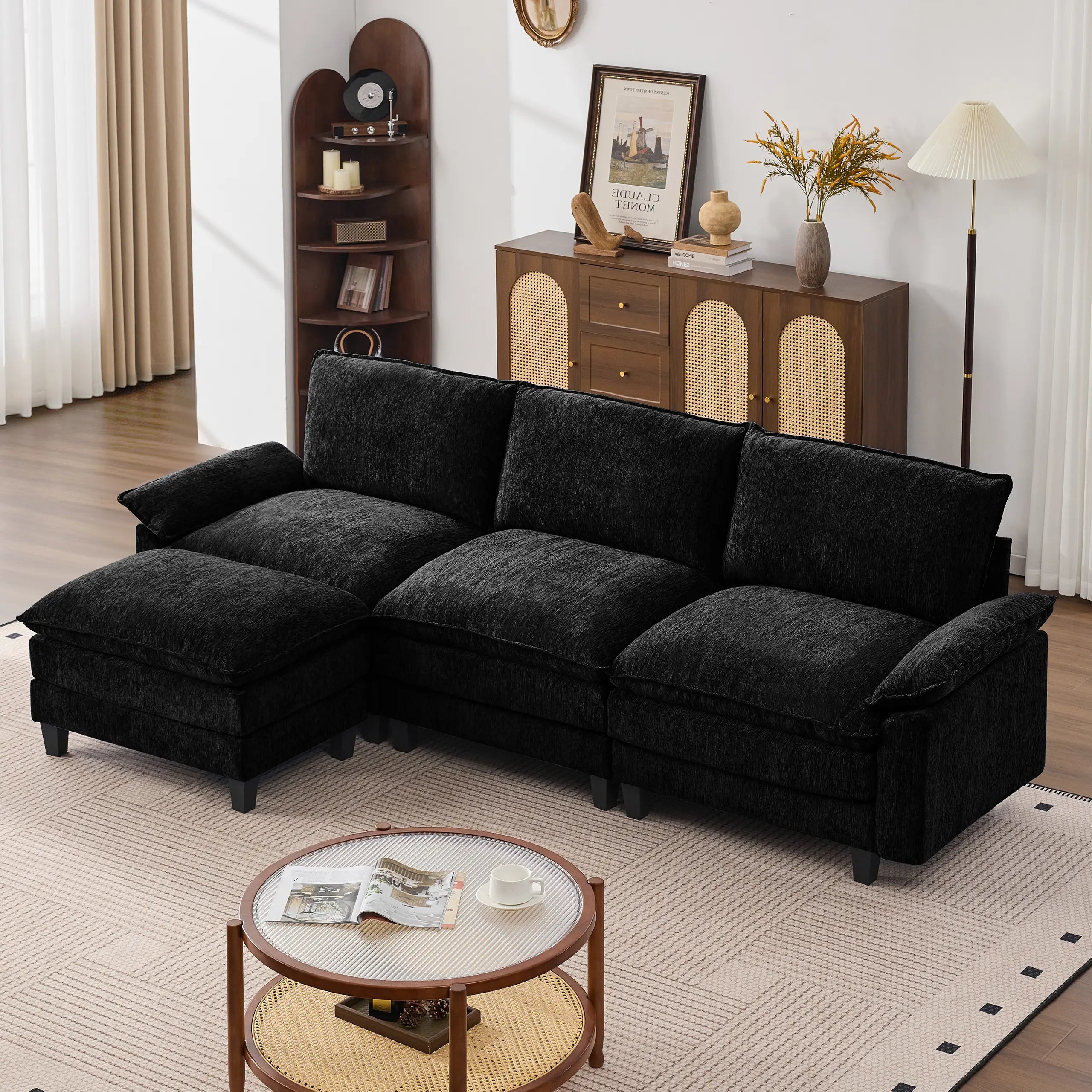 【2-3 Packages】115-149 Inch Modular Couch Sectionals with Ottoman, Big Comfy Cloud Couches, L/U Shaped 4-6 Seat Modular Sectional Sofa, Modern Cloud Sectional Couches for Living Room, Deep Seat Sofa