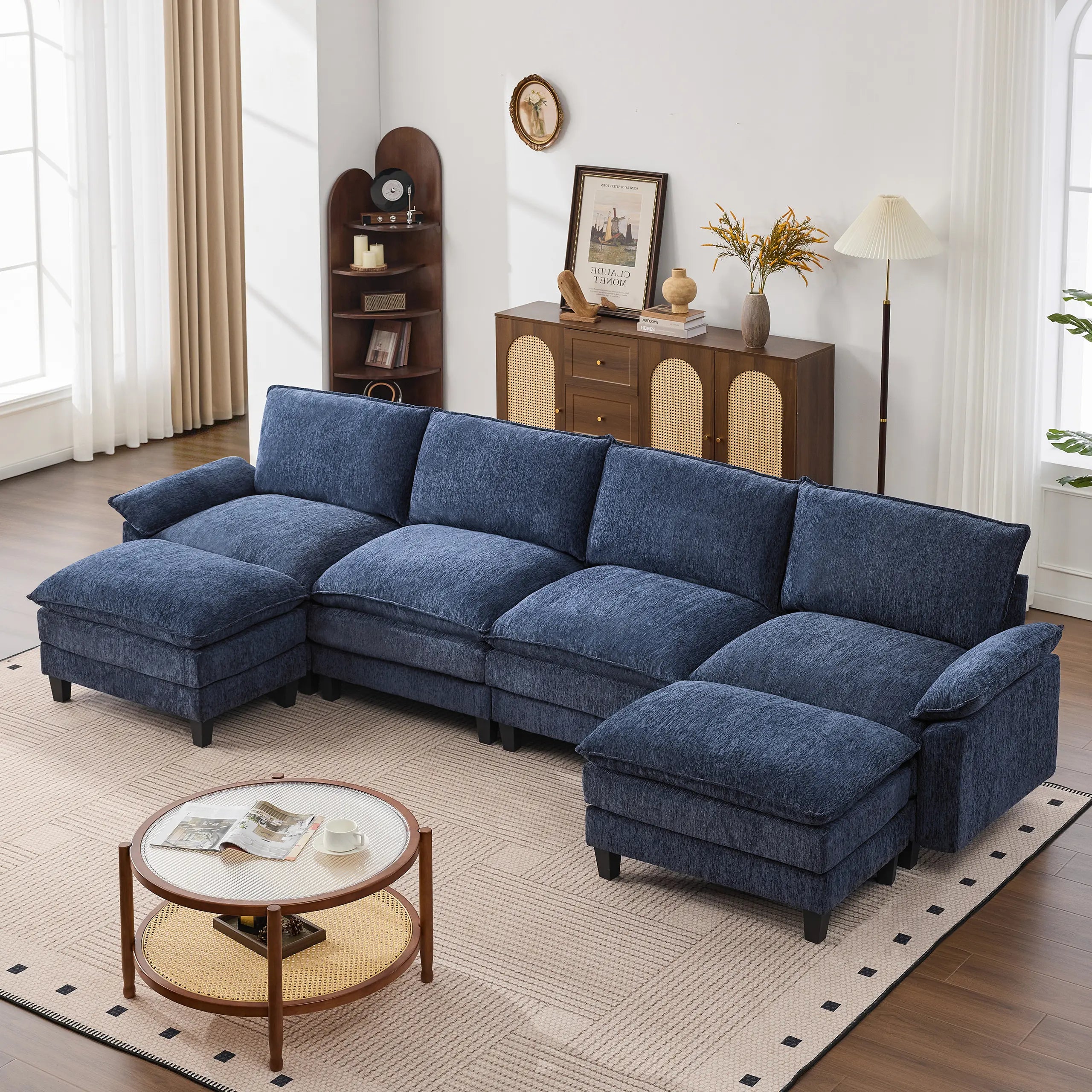 【2-3 Packages】115-149 Inch Modular Couch Sectionals with Ottoman, Big Comfy Cloud Couches, L/U Shaped 4-6 Seat Modular Sectional Sofa, Modern Cloud Sectional Couches for Living Room, Deep Seat Sofa