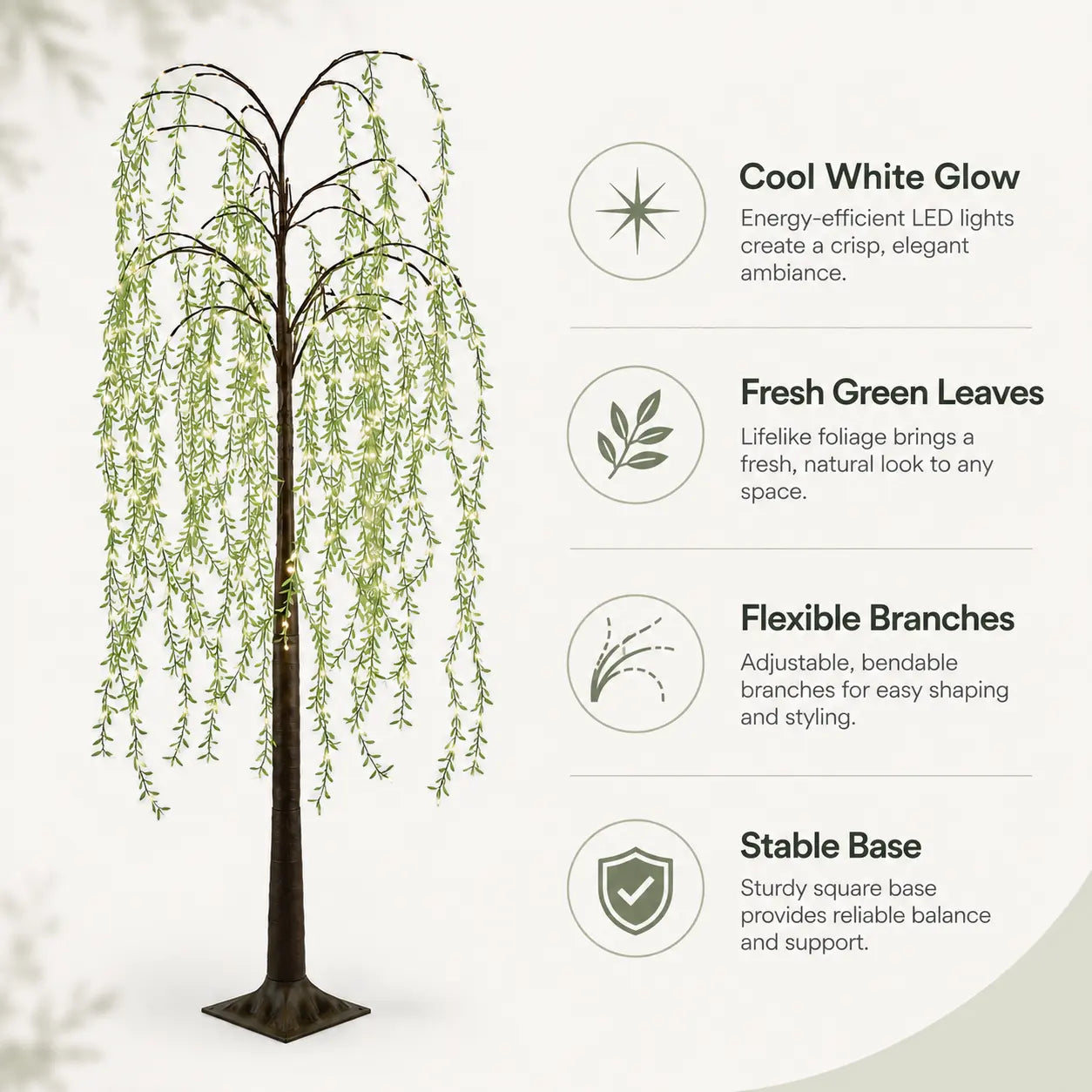 3.9-Foot/4.9-Foot/5.9-Foot LED Light-Up Artificial Weeping Willow Floor Lamp, Usb-Powered LED Willow Tree, Perfect for All-Season Parties, Birthdays, Living Rooms, Independence Day, and Spring/Summer Decor