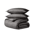 Luxury Duvet Cover and Sham Set - Premium 1800 Collection - Ultra-Soft - Oversized Queen, Grid - Gray/White, 3-Pieces