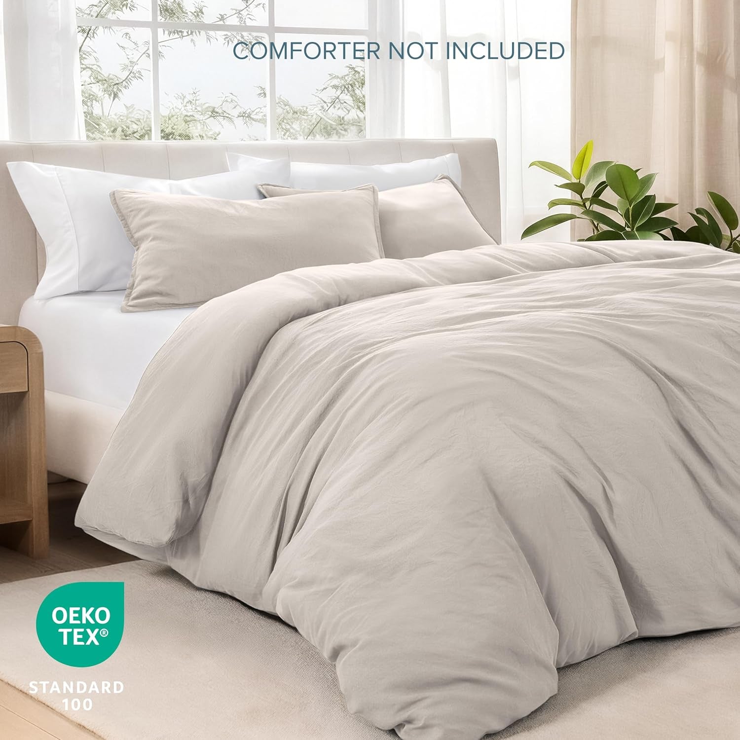 Washed Duvet Cover Set 1800 Ultra-Soft (Twin/Twin XL, Fog) | Linen-Like Look, Easy Care, Breathable Fabric, Our Softest Duvet Cover Set, 1800 Ultra-Soft