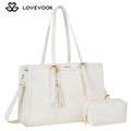 LOVEVOOK Canvas Laptop Tote Bag 15.6 & 17.3 Inches for Women with Clutch Purse, Lightweight Tote Bag with 2 Cup Holder, Purses for Women, Computer Bag for Work, Office, Casual. Dealsforyoudays
