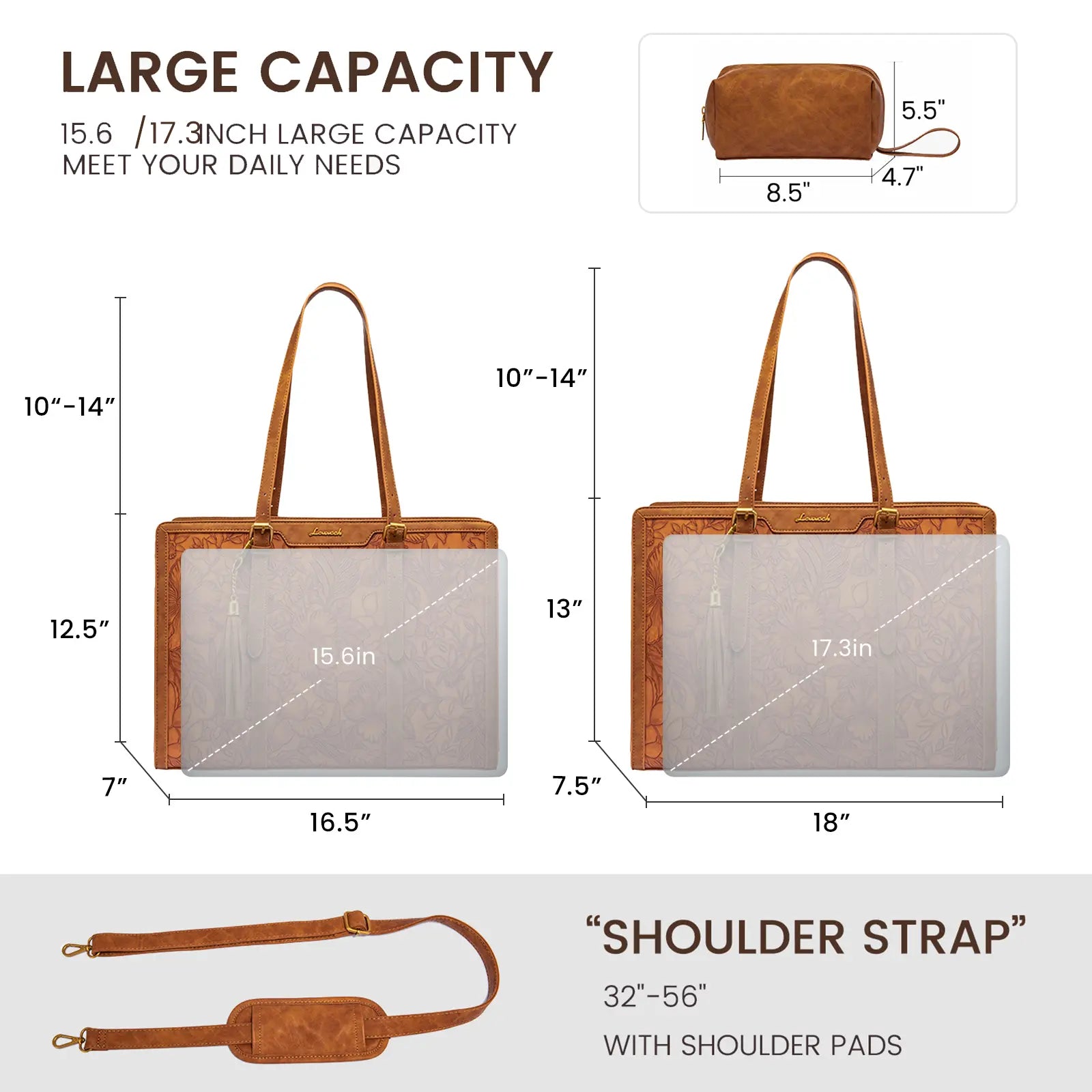LOVEVOOK Canvas Laptop Tote Bag 15.6 & 17.3 Inches for Women with Clutch Purse, Lightweight Tote Bag with 2 Cup Holder, Purses for Women, Computer Bag for Work, Office, Casual. Dealsforyoudays