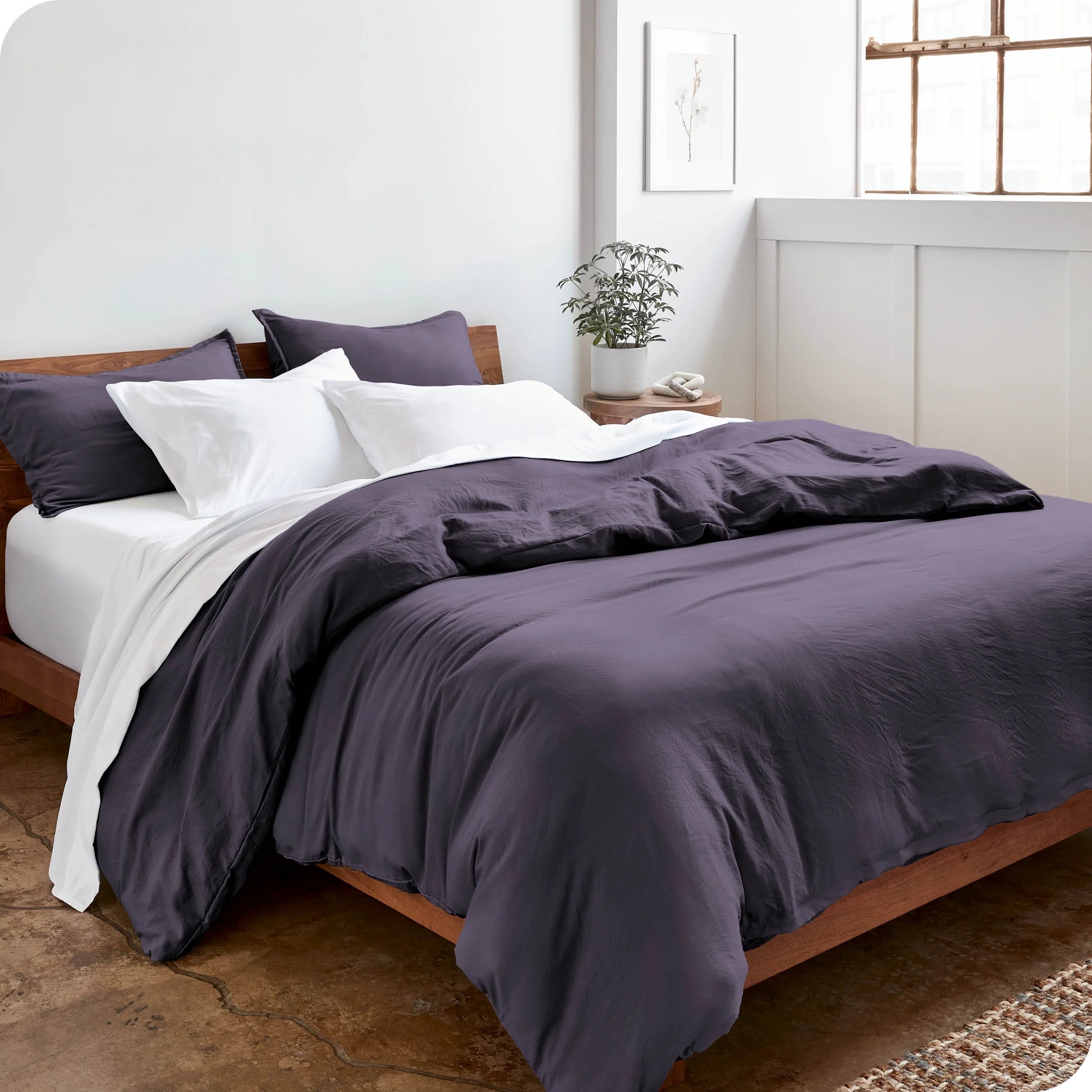 Sandwash Microfiber Duvet Cover & Sham Set, Twin/Twin XL, Dusty Purple, 2-Pieces