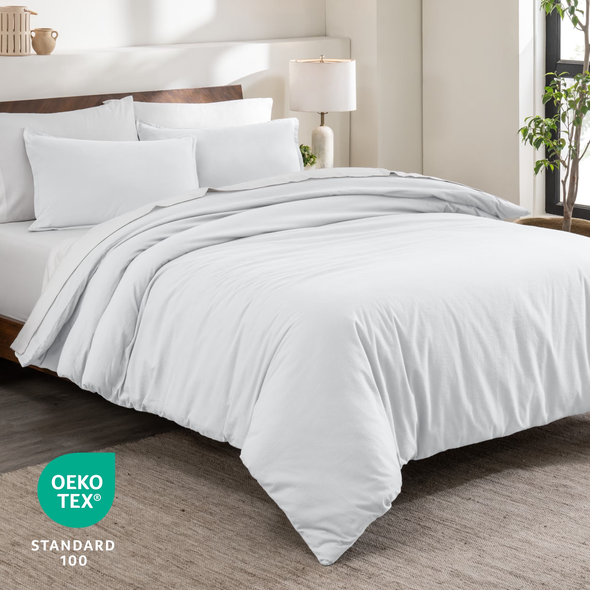 Flannel Duvet Cover Set - 100% Flannel Cotton - Double Brushed - Queen, White