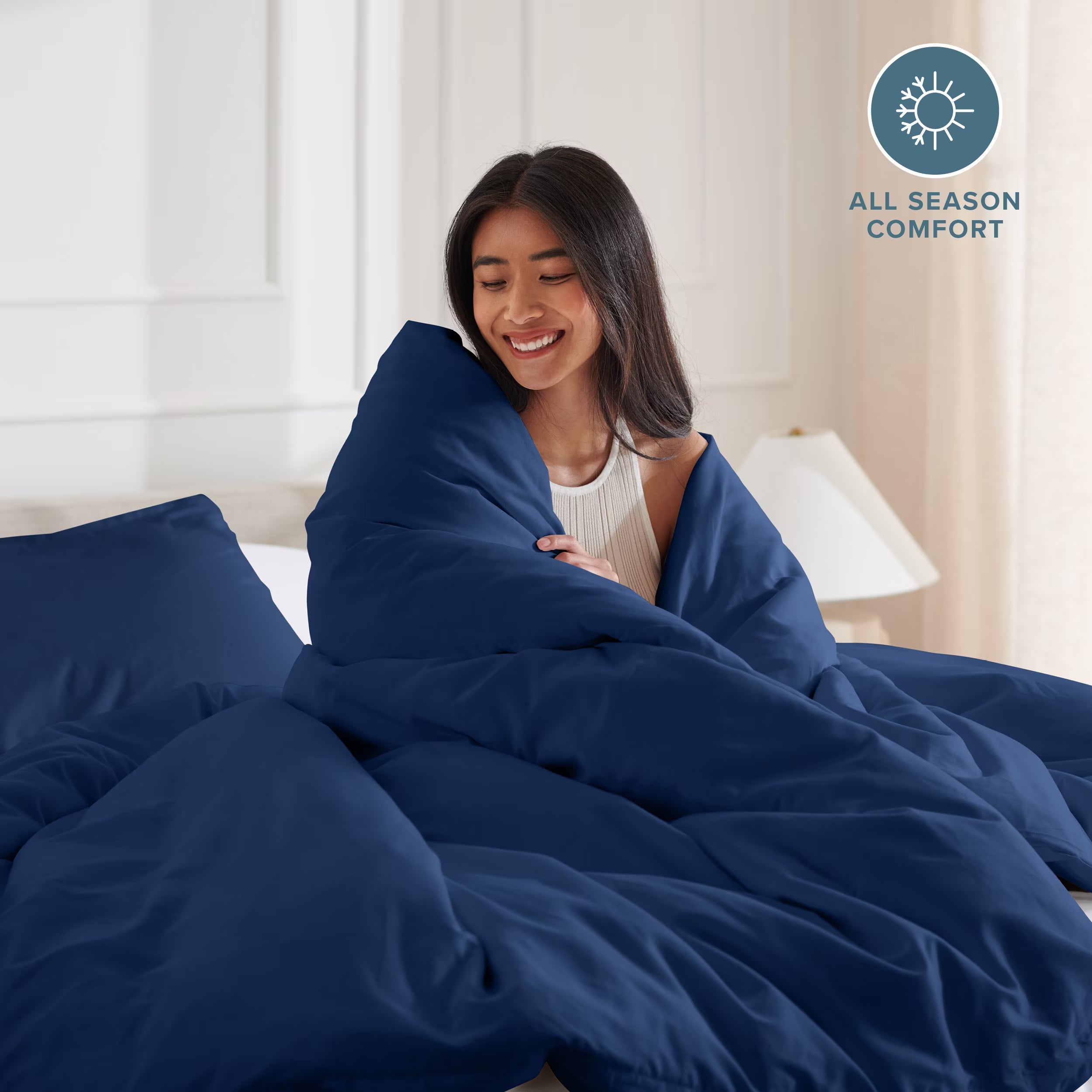 Luxury Duvet Cover and Sham Set - Premium 1800 Collection - Ultra-Soft - Oversized King, Dark Blue, 3-Pieces