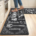 Kitchen Rugs Set of 2, Cushioned anti Fatigue Kitchen Mats for Floor, Non Slip Waterproof Comfort Standing Desk Mat Carpet for Sink, Stove, Laundry Room, Black