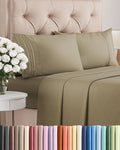 Queen Size 4 Piece Sheet Set - Comfy Breathable & Cooling Sheets - Khaki | Hotel Luxury Bed Sheets for Women & Men, Deep Pockets, Easy-Fit, Extra Soft and Wrinkle Free Sheets, Oeko-Tex Bed Sheet Set