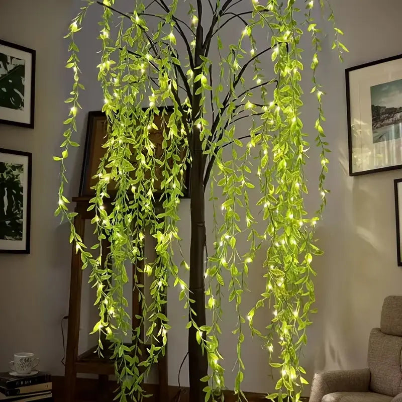 3.9-Foot/4.9-Foot/5.9-Foot LED Light-Up Artificial Weeping Willow Floor Lamp, Usb-Powered LED Willow Tree, Perfect for All-Season Parties, Birthdays, Living Rooms, Independence Day, and Spring/Summer Decor