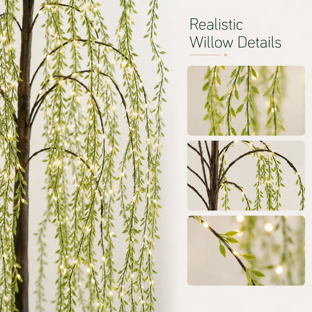 3.9-Foot/4.9-Foot/5.9-Foot LED Light-Up Artificial Weeping Willow Floor Lamp, Usb-Powered LED Willow Tree, Perfect for All-Season Parties, Birthdays, Living Rooms, Independence Day, and Spring/Summer Decor