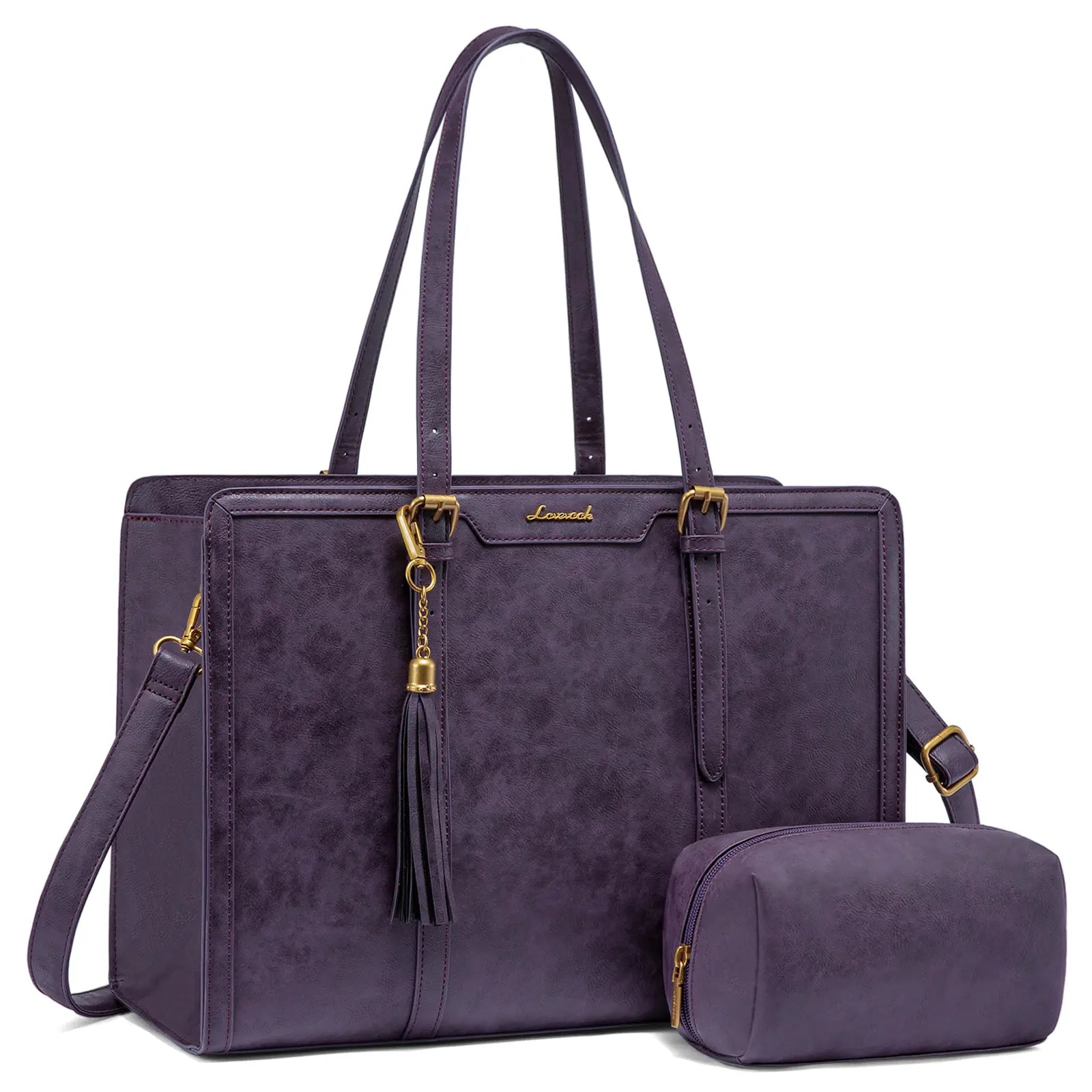 LOVEVOOK Canvas Laptop Tote Bag 15.6 & 17.3 Inches for Women with Clutch Purse, Lightweight Tote Bag with 2 Cup Holder, Purses for Women, Computer Bag for Work, Office, Casual. Dealsforyoudays
