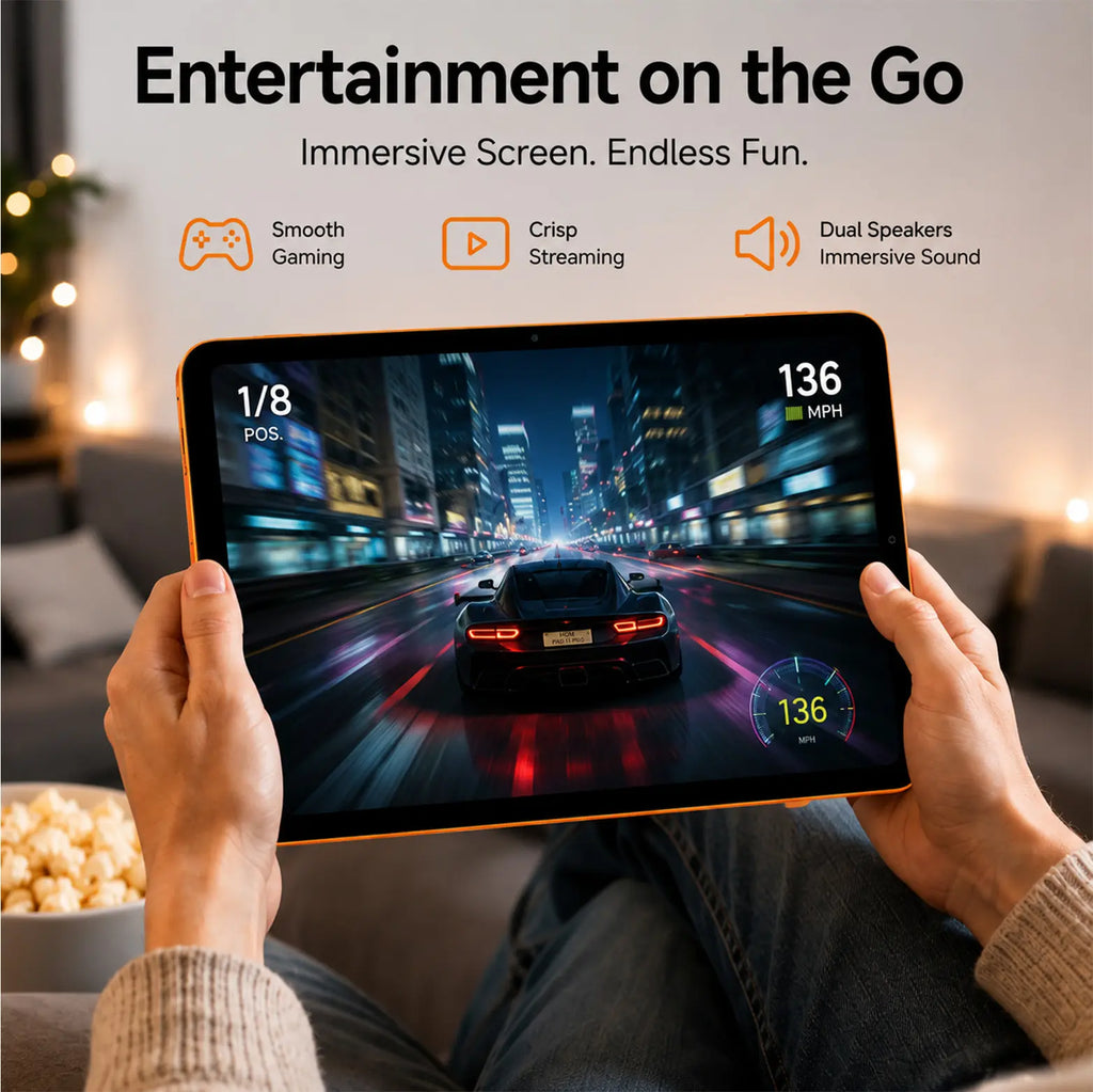 Portable Android 14 Tablet Bundle for Travel & Remote Work, 10.1" 2K Display, 8GB+256GB Storage, Wifi & SIM Supported with Keyboard, Mouse & Stylus