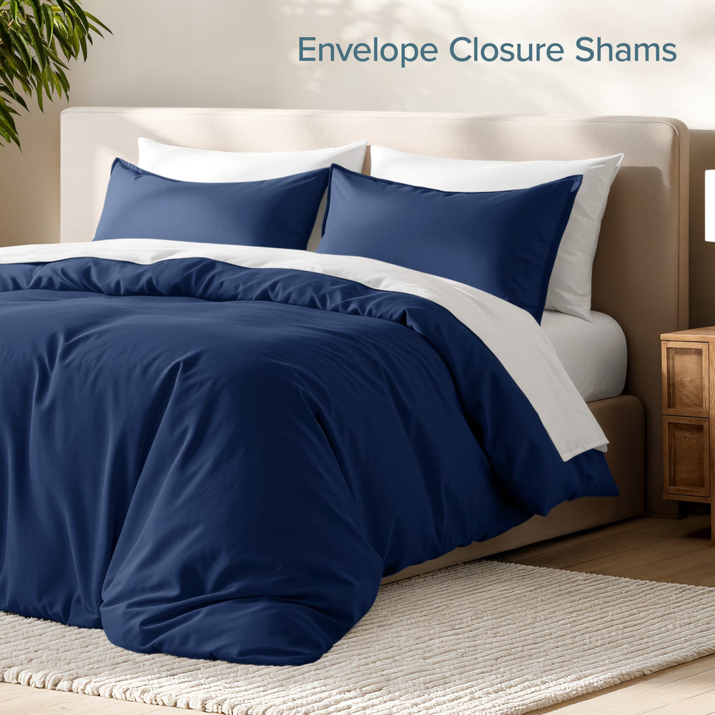 Luxury Duvet Cover and Sham Set - Premium 1800 Collection - Ultra-Soft - Oversized King, Dark Blue, 3-Pieces
