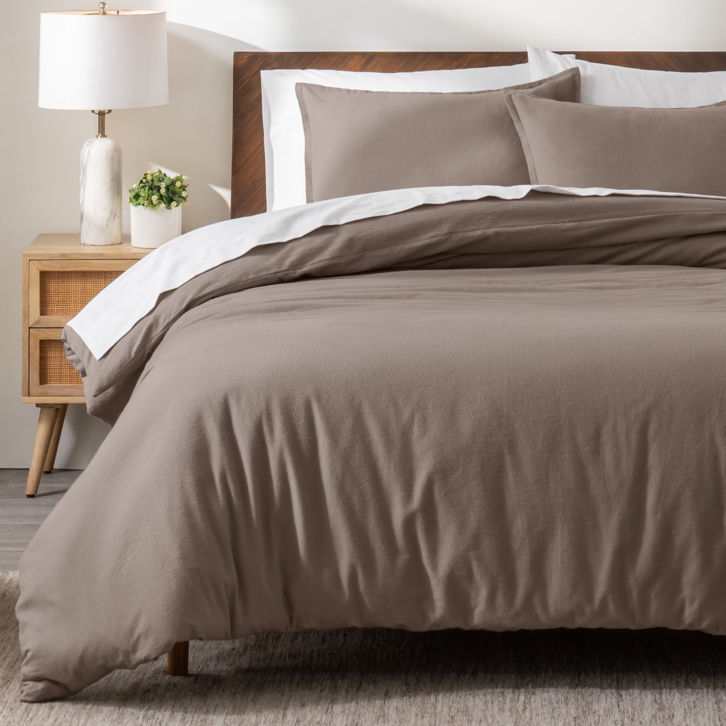 Flannel Duvet Cover Set - 100% Flannel Cotton - Double Brushed - Twin/Twin XL, Taupe
