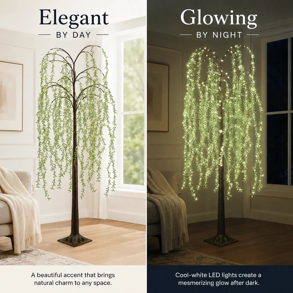 3.9-Foot/4.9-Foot/5.9-Foot LED Light-Up Artificial Weeping Willow Floor Lamp, Usb-Powered LED Willow Tree, Perfect for All-Season Parties, Birthdays, Living Rooms, Independence Day, and Spring/Summer Decor