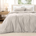 Washed Duvet Cover Set 1800 Ultra-Soft (Twin/Twin XL, Fog) | Linen-Like Look, Easy Care, Breathable Fabric, Our Softest Duvet Cover Set, 1800 Ultra-Soft
