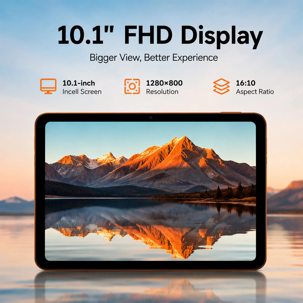 Portable Android 14 Tablet Bundle for Travel & Remote Work, 10.1" 2K Display, 8GB+256GB Storage, Wifi & SIM Supported with Keyboard, Mouse & Stylus